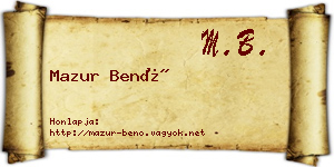 Mazur Benő névjegykártya